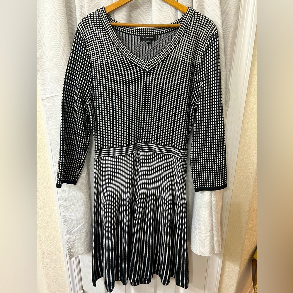 Spense NEW Large Womens long sleeve black/white dress